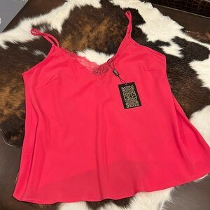 #009 NWT Biba Lace Cami; Color Hot Pink; Size 12 Medium; MSRP $26